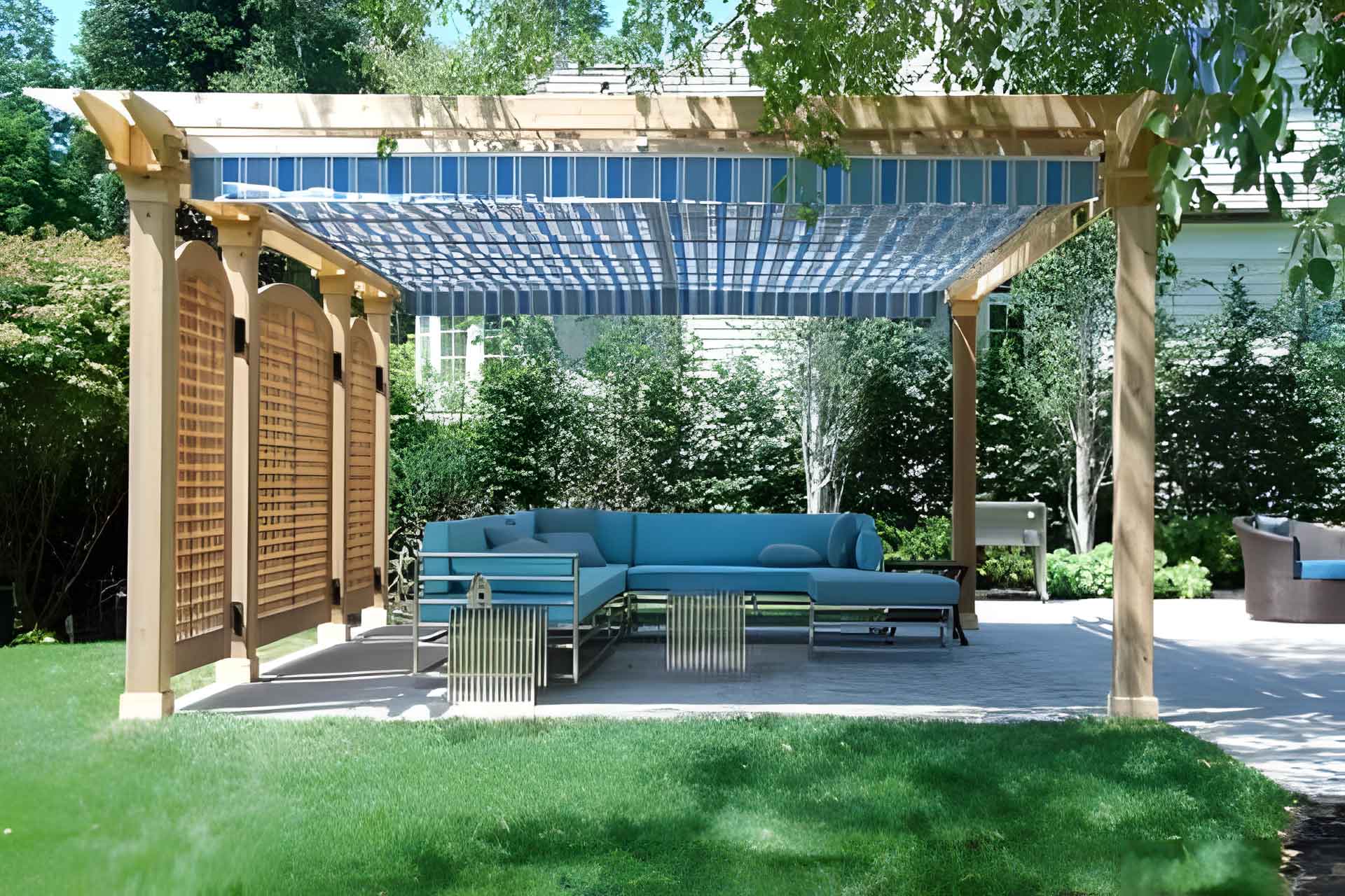 Pergolas Blue Chairs